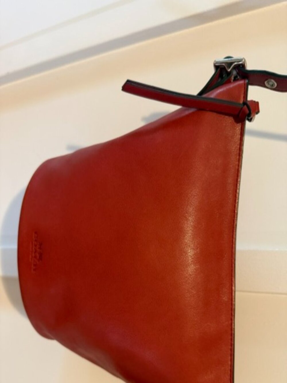 Coach Bleecker 32281 Reddish Orange Leather Mini Duffle Crossbody - Picture 2 of 10